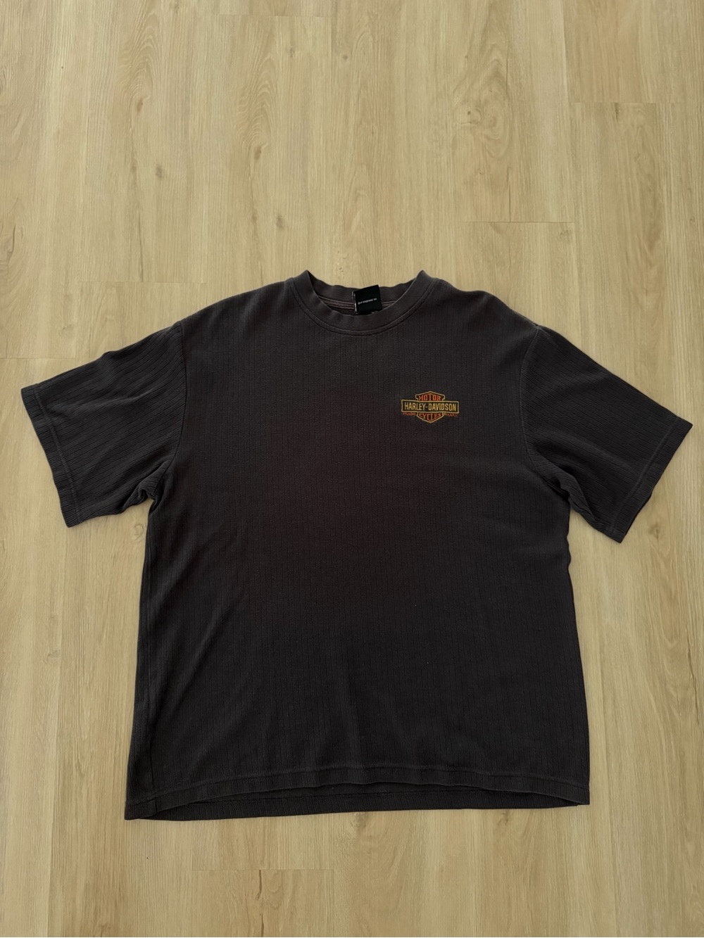 Harley Davidson Ribbed T-Shirt, Embroidered Logo, Size Large/XL